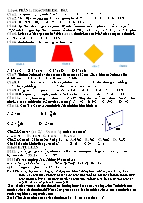 Đề thi học kì 1 môn Toán Lớp 6